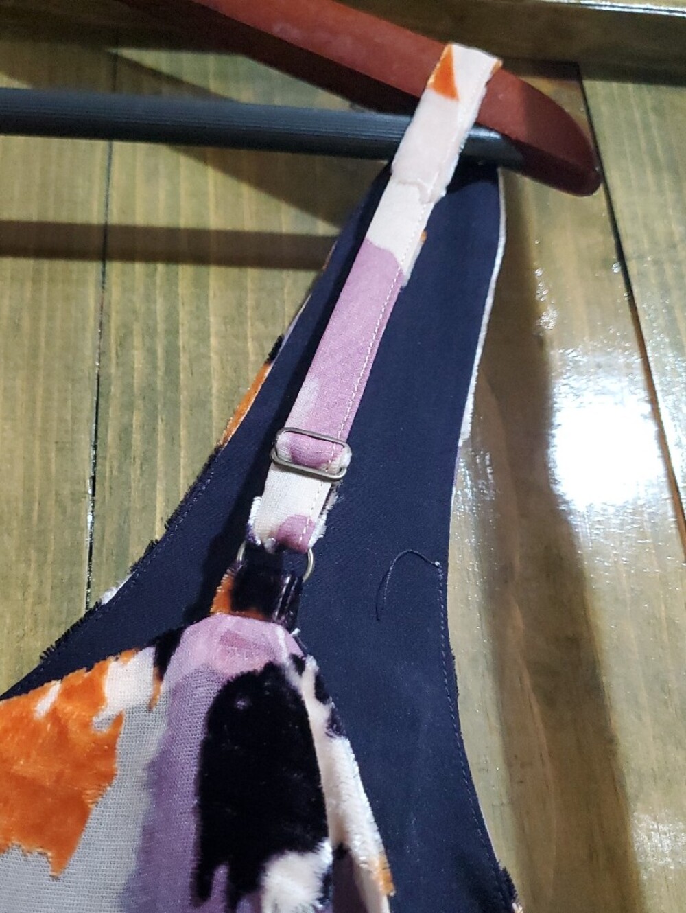 CAbi Abstract Slip Dress in White, Purple & Orange Eclectic Maximalism, Artsy - Picture 4 of 9